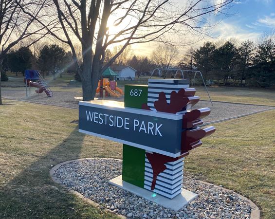 Park sign and play equipment